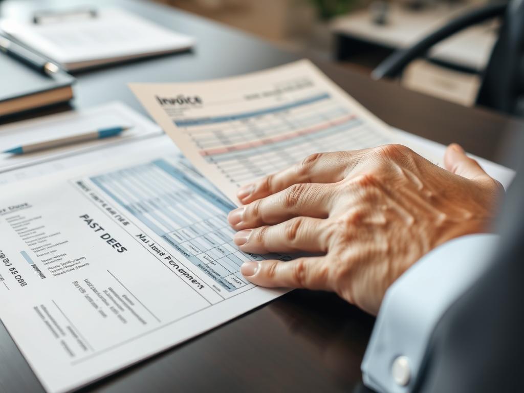 Alabama Commercial Debt Collection Agency consultant reviewing financial documents