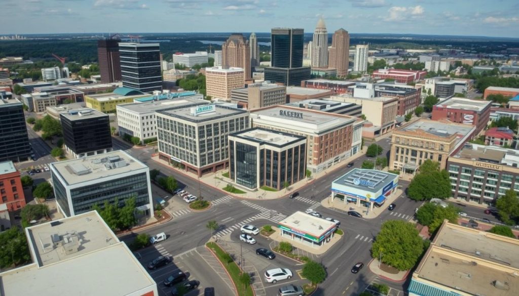 Alabama business district showing local commercial environment where debt collection expertise is needed