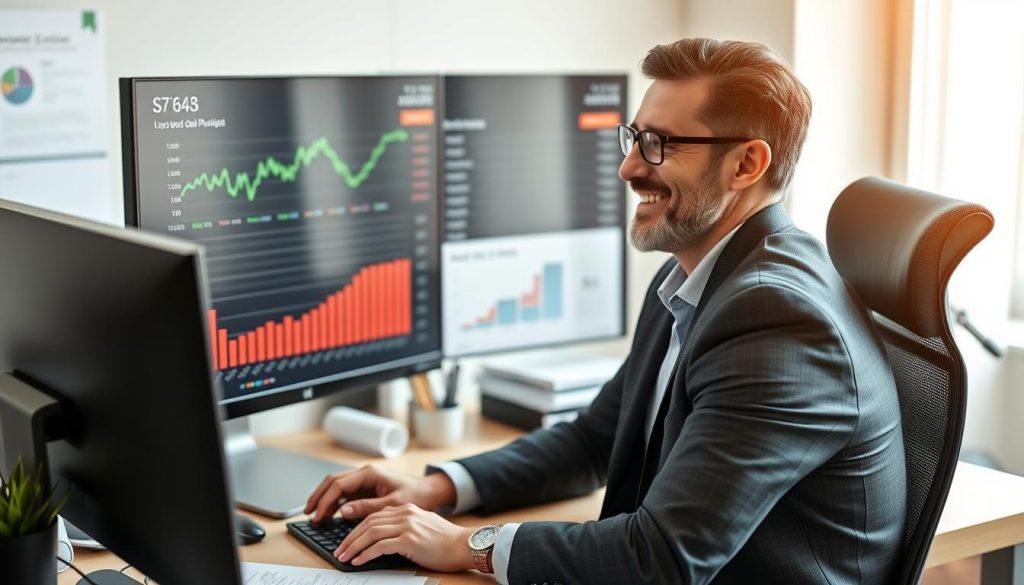 Business professional reviewing improved financial results after implementing proper bad debt reserves management