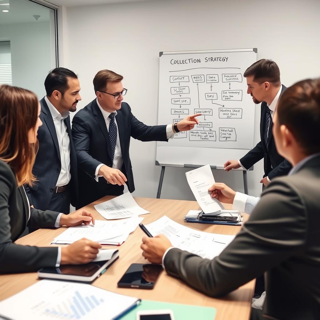 Commercial debt collection strategy meeting between professionals