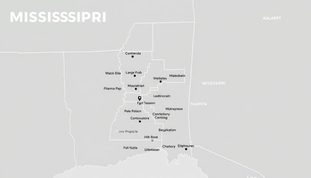 Mississippi business map showing Credit Enforcer's commercial debt collection coverage