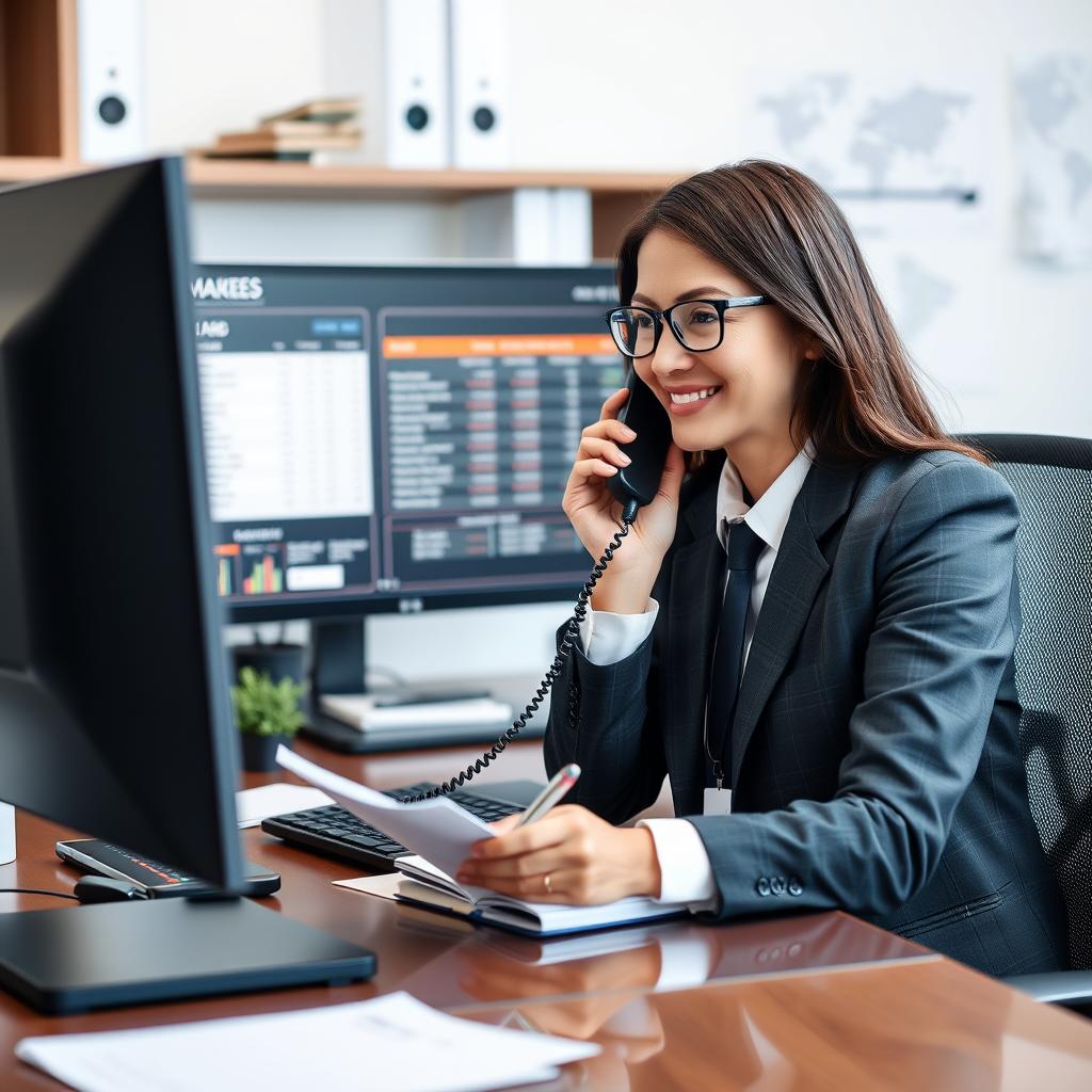 Professional debt collection specialist on phone with client